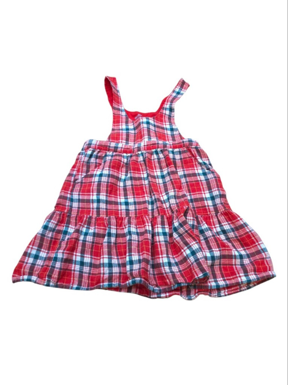 Cat & Jack Pinafore Red Plaid Girls' Flannel Dress Size 5T Red Green Christmas